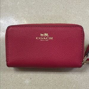 Coach Bright Pink Leather Zip Wallet